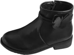 Ankle Boots Baby Girls Butterfly Decor Zip Side Boots Western Boots Kids Ankle Boots Girls Low (Black, 2.5 Big Kids)