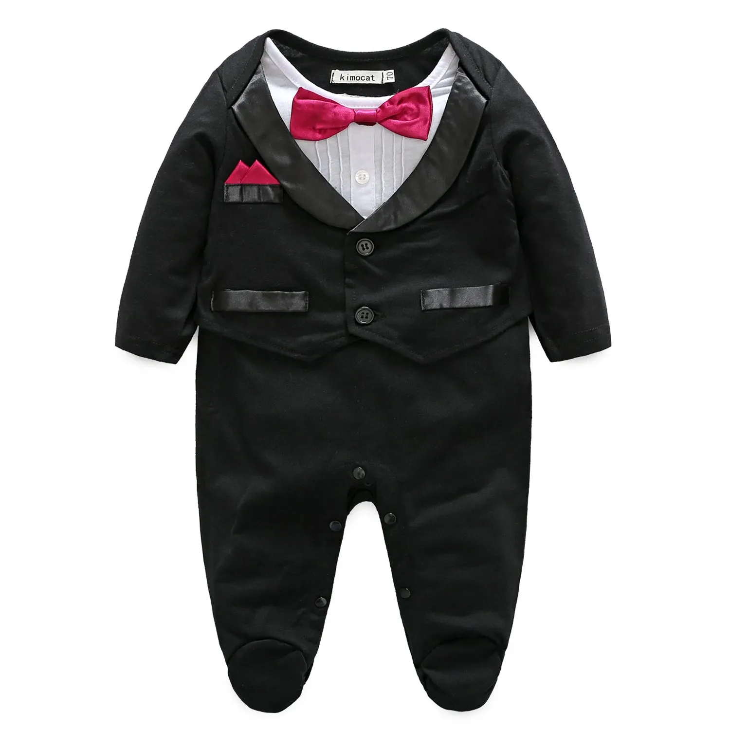 Baby Boys Bowtie Gentleman Suit Rompers