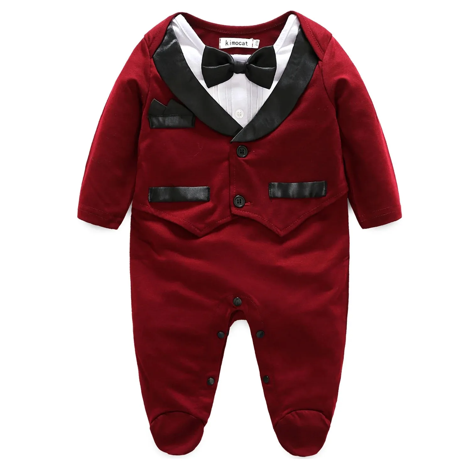 Baby Boys Bowtie Gentleman Suit Rompers
