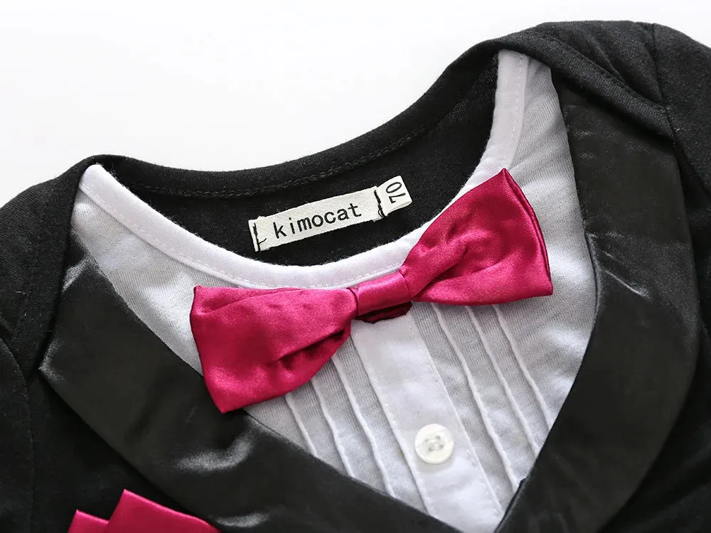 Baby Boys Bowtie Gentleman Suit Rompers