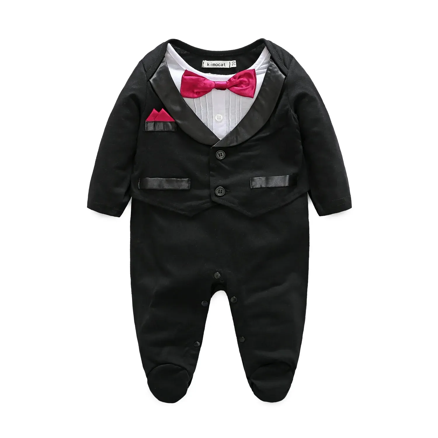Baby Boys Bowtie Gentleman Suit Rompers