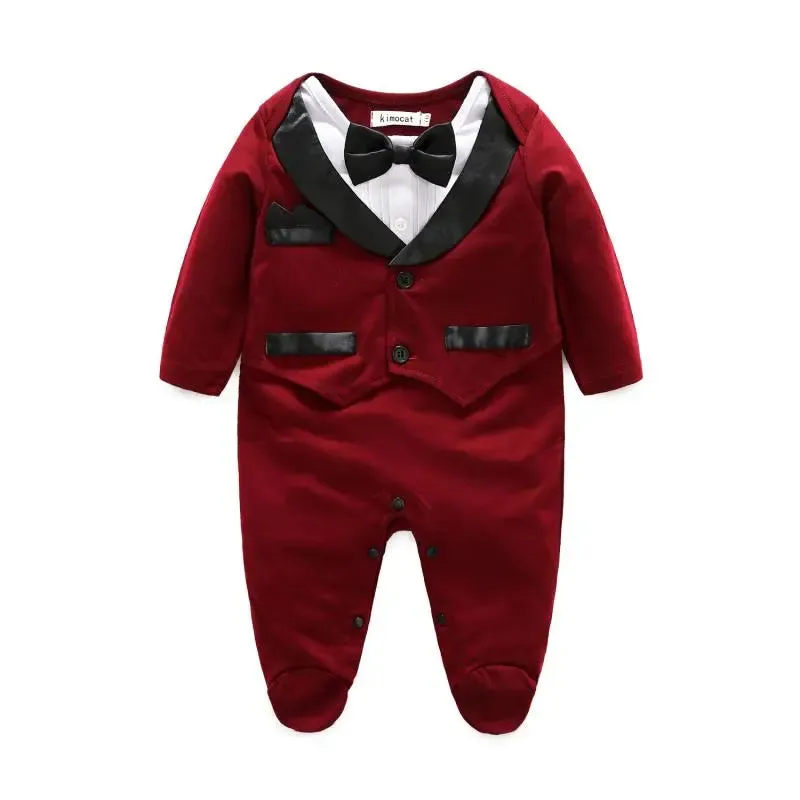 Baby Boys Bowtie Gentleman Suit Rompers