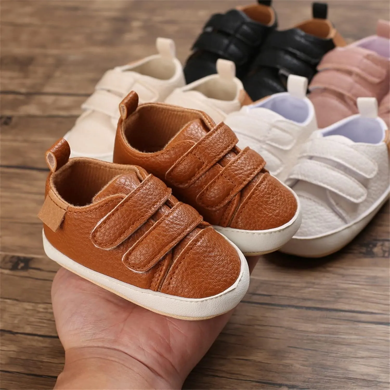 Baby Boys Girls First Walking Shoes Infant Non-Slip PU Leather Sneakers Toddler Newborn Loafers Shoes Infant Size 2