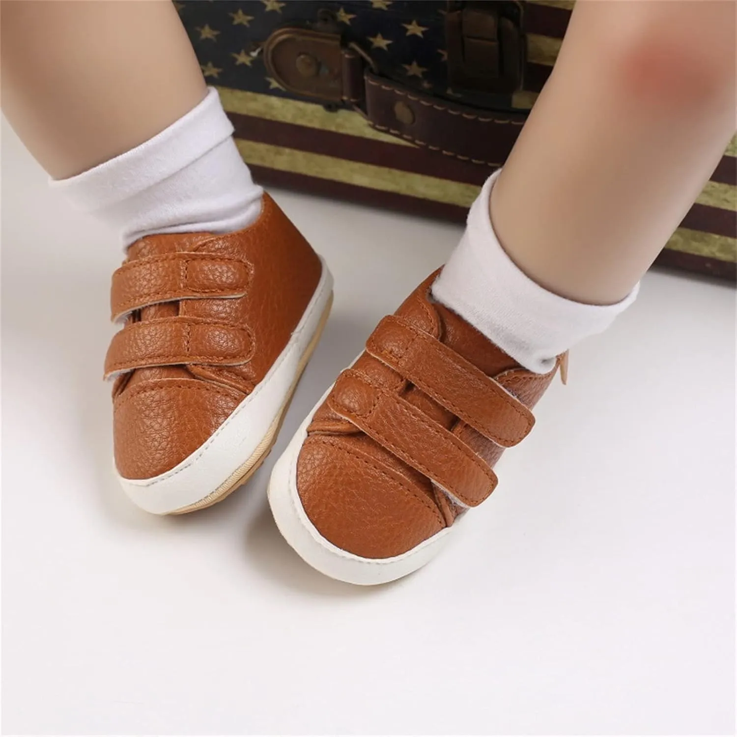 Baby Boys Girls First Walking Shoes Infant Non-Slip PU Leather Sneakers Toddler Newborn Loafers Shoes Infant Size 2
