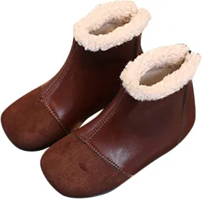 Baby Christmas Boots Fashion Winter Children Boots Boys And Girls Ankle Boots Flat Bottom (Brown, 13.5 Little Child)
