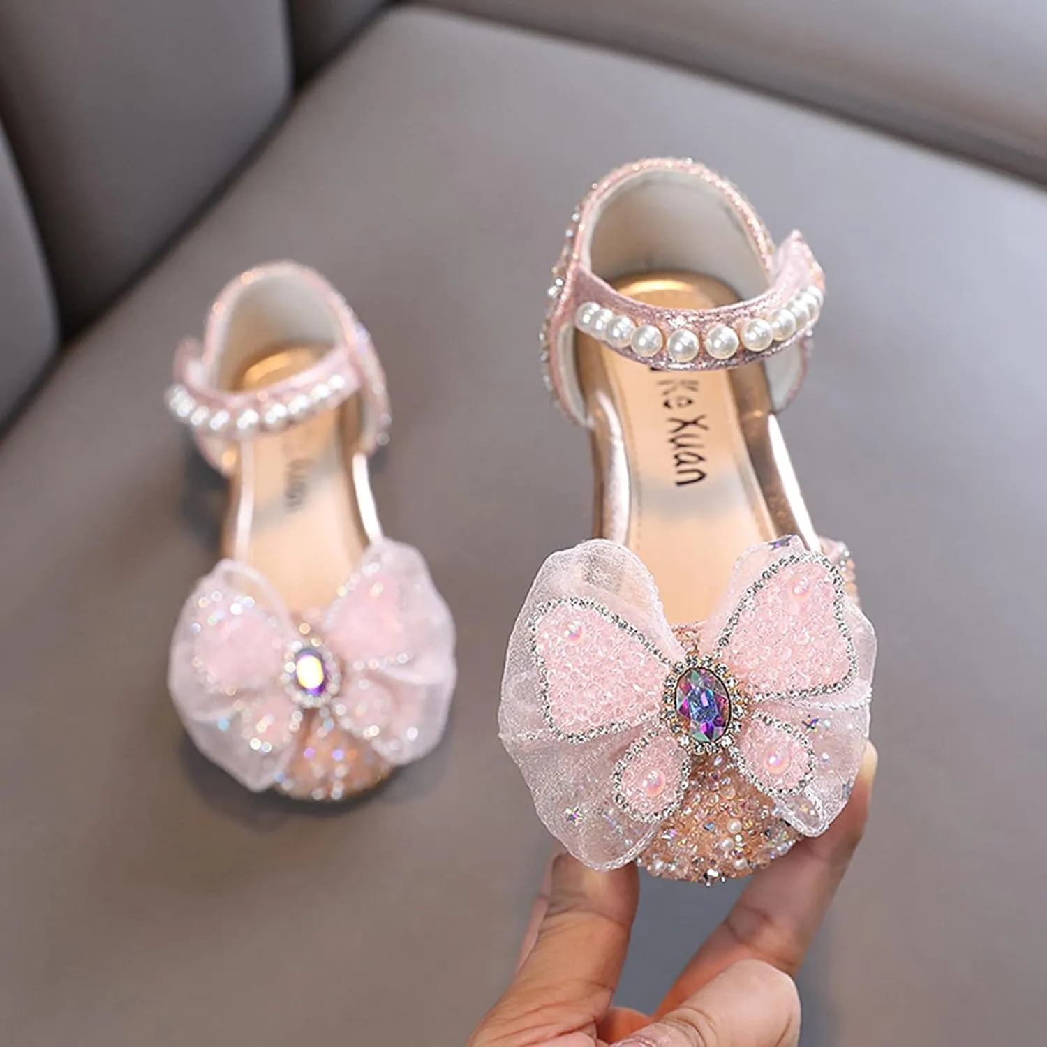 Baby Girls Sparkly Mary Jane Dresses Shoes Bowknot Princess Shoes Dance Performance Shoes Toddler Girls Casual Shoes