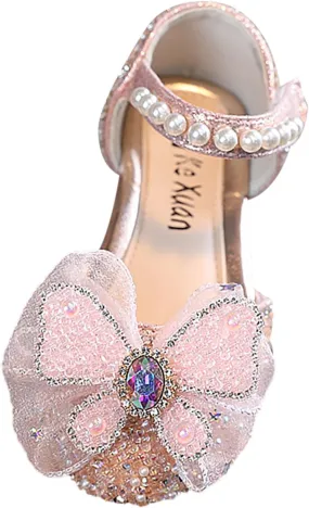 Baby Girls Sparkly Mary Jane Dresses Shoes Bowknot Princess Shoes Dance Performance Shoes Toddler Girls Casual Shoes