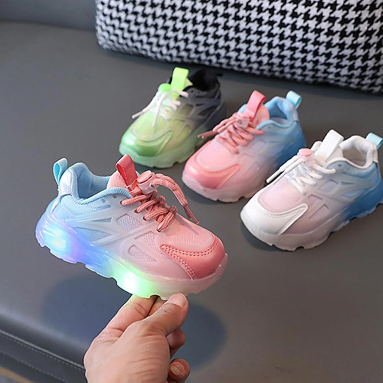 Baby Toddler Light Up Sport Sneaker Kids Boys Flashing Tennis Sneakers Lightweight Breathable Running Athletic Shoe