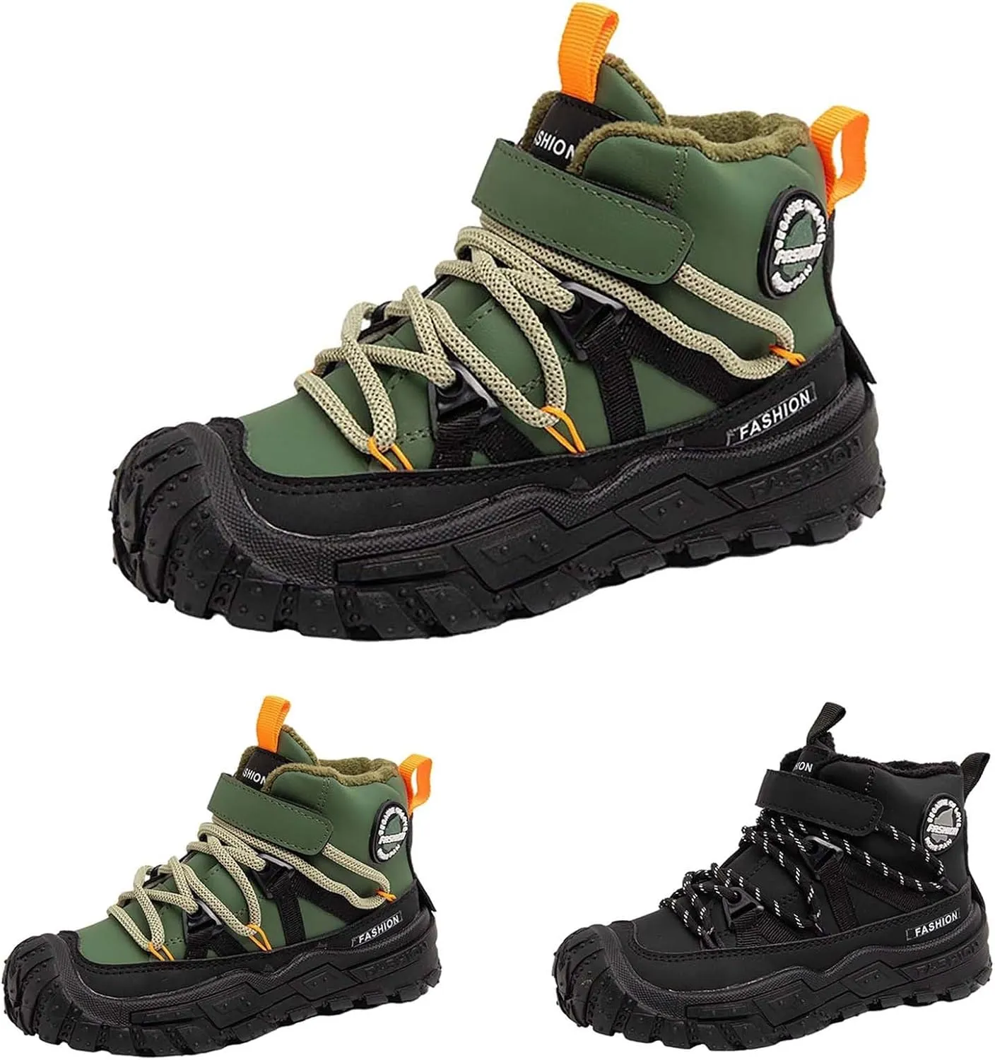 Boys Winter Snow Boots Warm Outdoor Hiking Shoes Kids Girls Anti-Slip Lightweight Fr Lined Ankle Walking Shoes