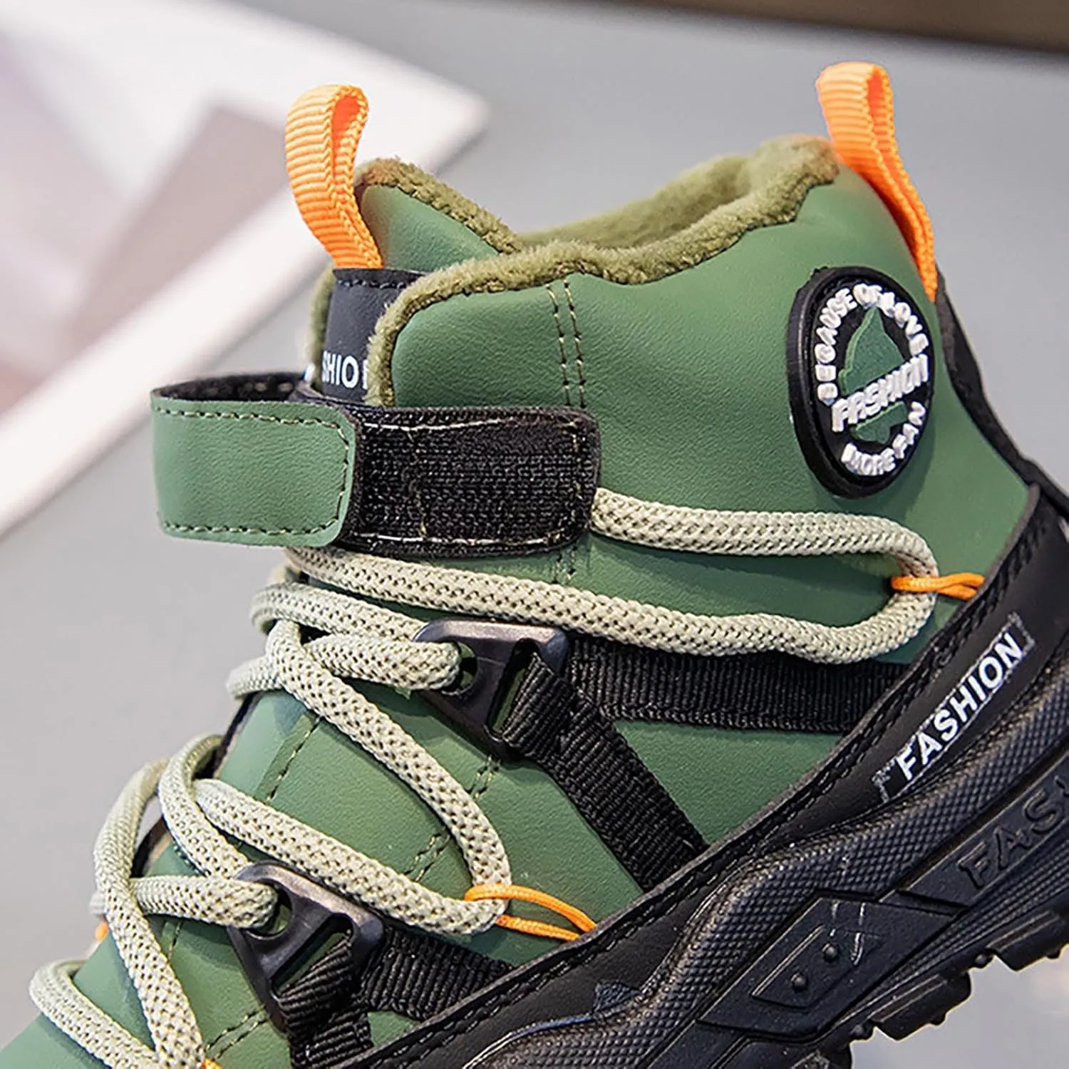 Boys Winter Snow Boots Warm Outdoor Hiking Shoes Kids Girls Anti-Slip Lightweight Fr Lined Ankle Walking Shoes