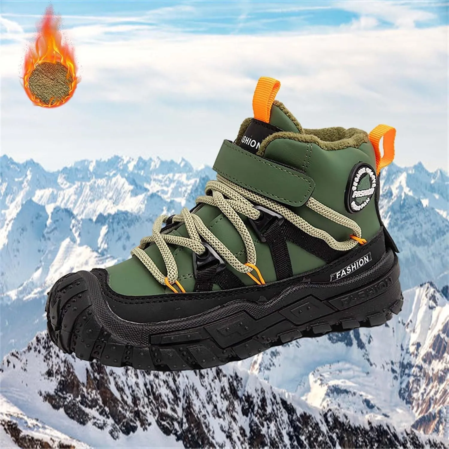 Boys Winter Snow Boots Warm Outdoor Hiking Shoes Kids Girls Anti-Slip Lightweight Fr Lined Ankle Walking Shoes