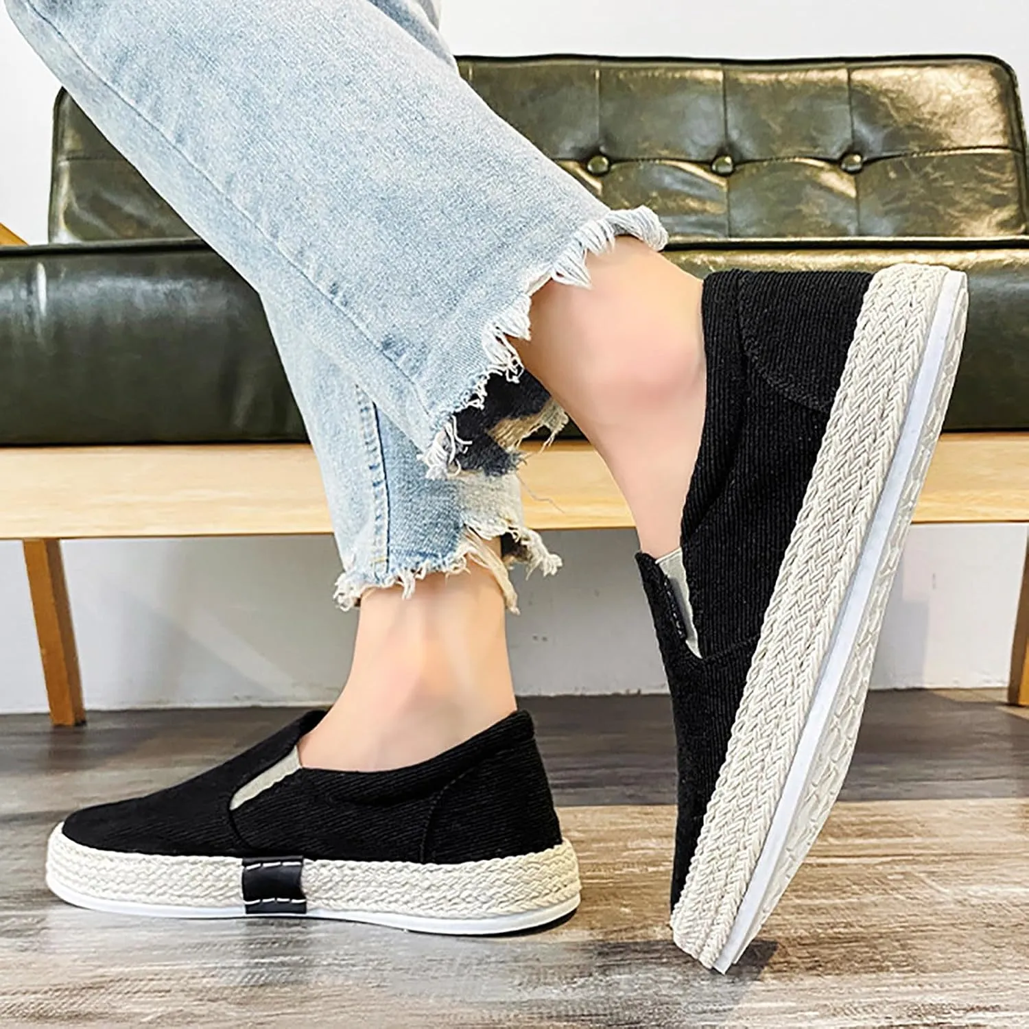 Canvas Men's Shoes Summer Thin Breathable Casual Flat Shoes No Laces Linen Casual Chukka Leather Men