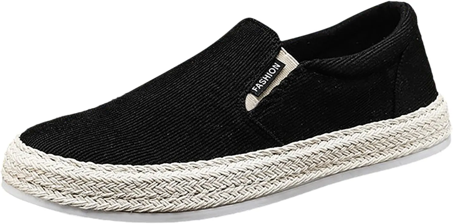 Canvas Men's Shoes Summer Thin Breathable Casual Flat Shoes No Laces Linen Casual Chukka Leather Men