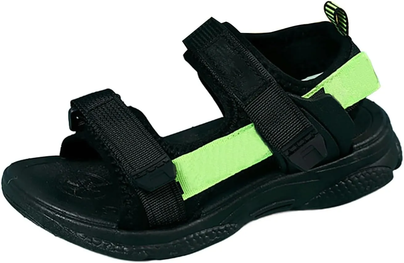 Children's Boys Summer Sports Sandals Hiking Beach Outdoor Open Toe Sports Sandals Boy Sandals (Green #1, 5 Big Kids)