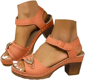 Chunky Heel Sandals for Women 2025,Womens Summer Sandal Dressy Fashion Open Toe Sandal Block Heels Adjustable Straps Ankle Strap High Heel Shoes for Outdoor Vacation Party