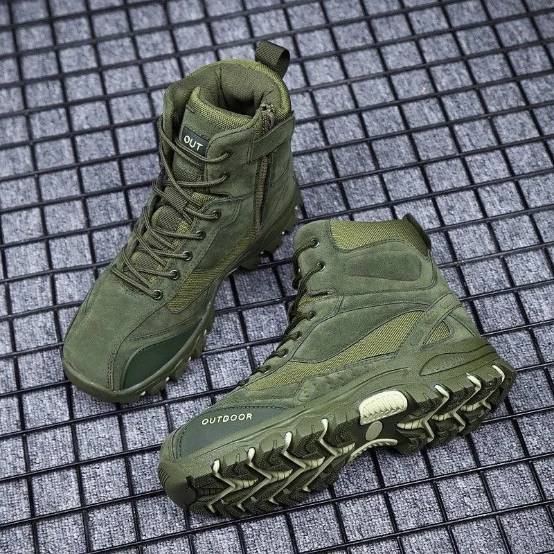 Cowhide Leather Military Shoes Men