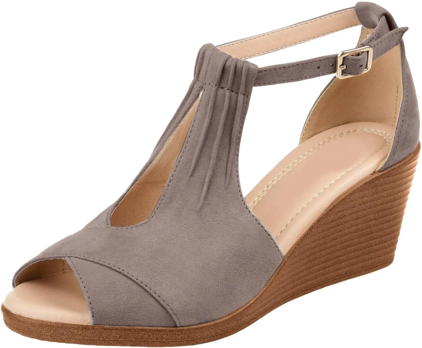 Damping Sole Upgradation Stretch Lightweight Sandals Platform Sandals Wedges Low Heel Rubber Arch Support Cushion Dressy Orthopedic Slip on Summer Breathable Orthotic Wedge Sandal