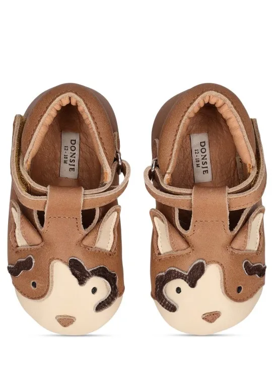 Donsje   Cat leather pre-walker shoes 