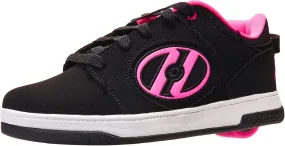 HEELYS Girl's Voyager Tennis Shoe, Black/Pink, 2 M US Big Kid