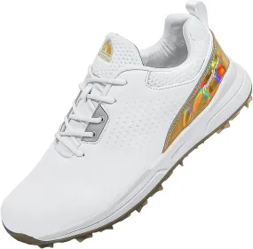 JiuQing Golf Shoes Mens Spikeless Professional Leather Golfing Trainers Outdoor Anti Slip Walking Shoes