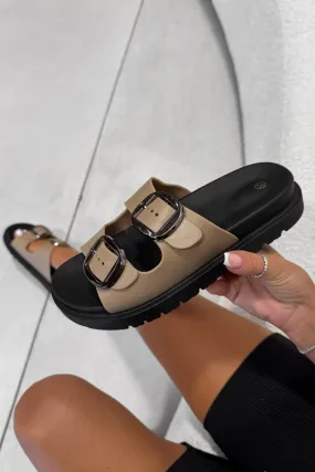 LEAH Chunky Buckle Sandals - Taupe