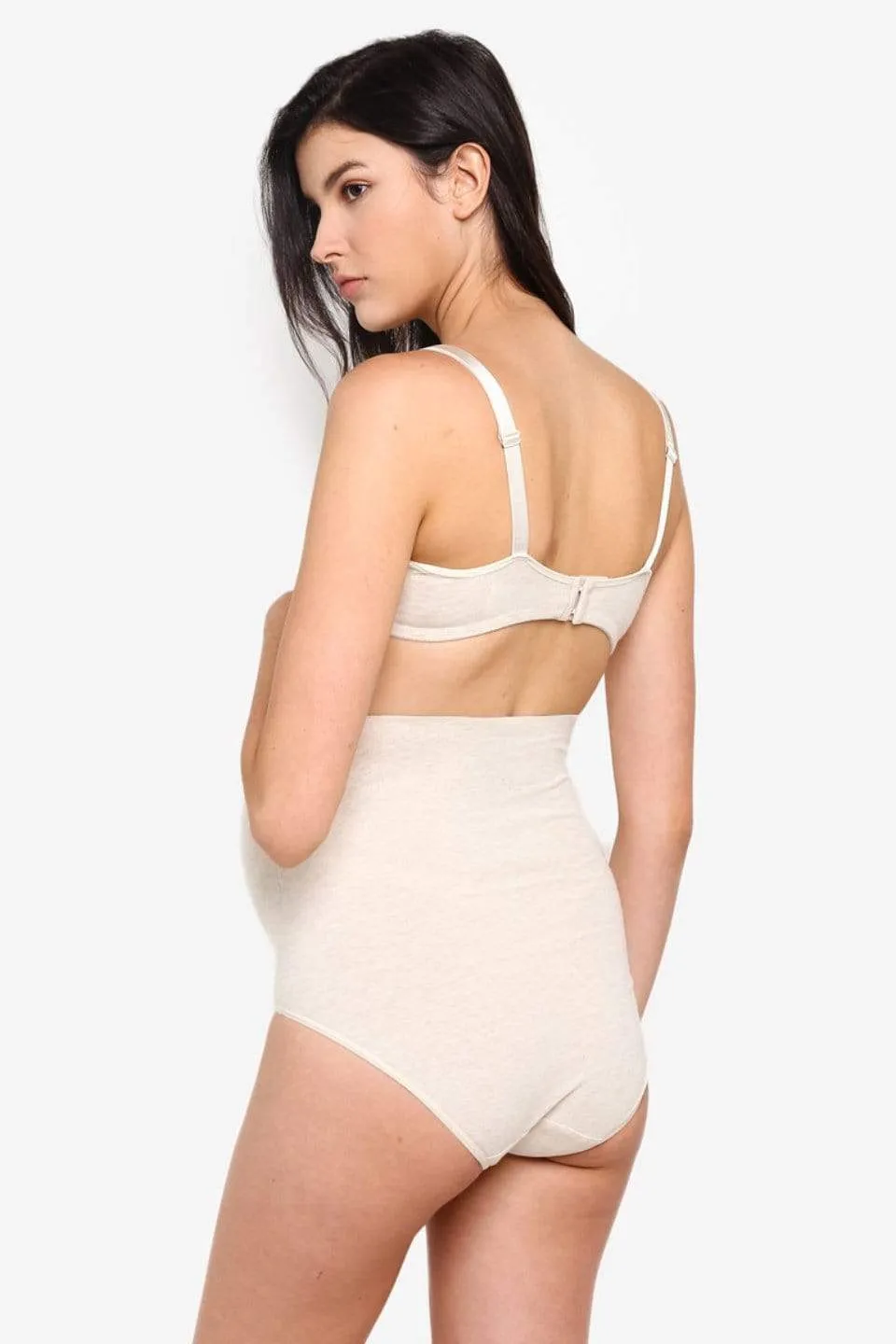 Marsha Cotton High Waist Maternity Panties Oatmeal [2pcs]