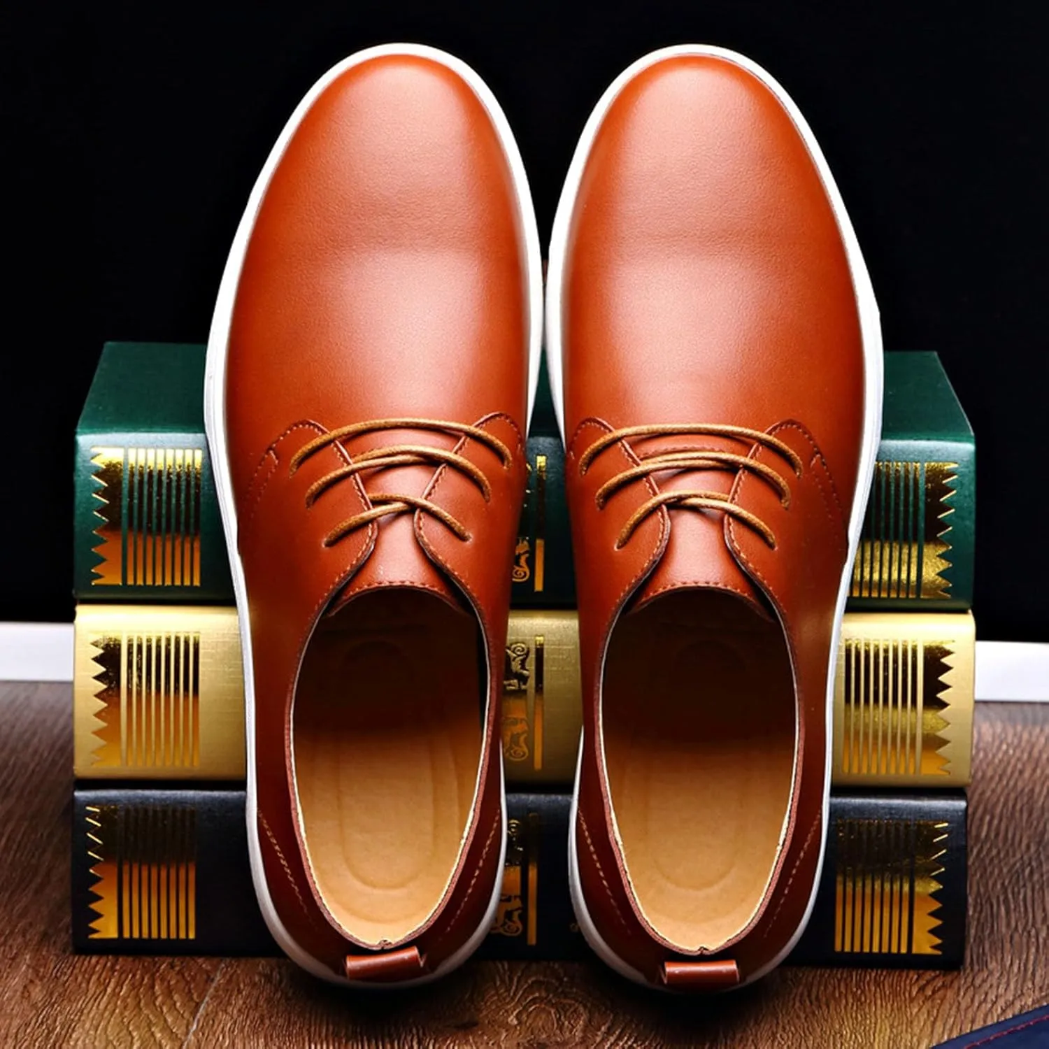 Men's Comfortable Casual Formal Oxford Shoes Business Formal Lace-up Casual Leather Shoes Fashionable Simple Style Casual Shoes