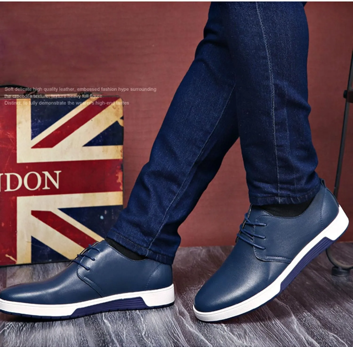 Men's Comfortable Casual Formal Oxford Shoes Business Formal Lace-up Casual Leather Shoes Fashionable Simple Style Casual Shoes