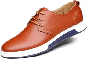 Men's Comfortable Casual Formal Oxford Shoes Business Formal Lace-up Casual Leather Shoes Fashionable Simple Style Casual Shoes