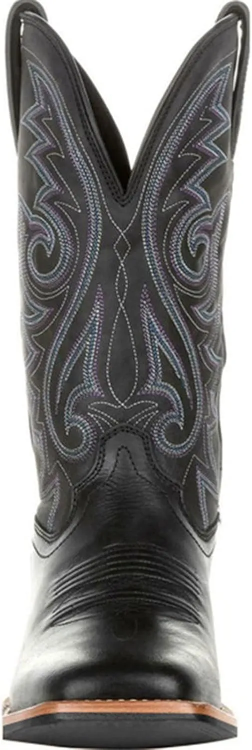 Men's Cowboy Boots Mid-Cylinder Embroidered Leather Chunky Heel Mens Work Boots Western Cowboy Boots