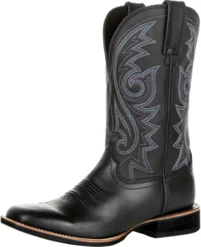 Men's Cowboy Boots Mid-Cylinder Embroidered Leather Chunky Heel Mens Work Boots Western Cowboy Boots