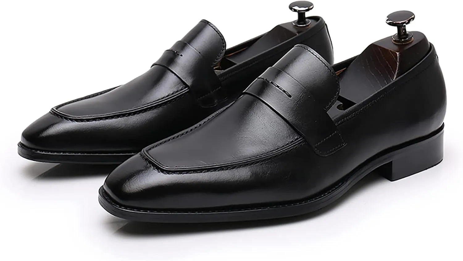 Men's Dress Leather Shoes Formal Oxford Shoes for Men Round Toe Casual Business Leather Shoes Comfortable Wedding Shoes Slip On Leather Driving Shoes,Black,9US/43EU
