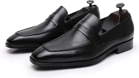 Men's Dress Leather Shoes Formal Oxford Shoes for Men Round Toe Casual Business Leather Shoes Comfortable Wedding Shoes Slip On Leather Driving Shoes,Black,9US/43EU