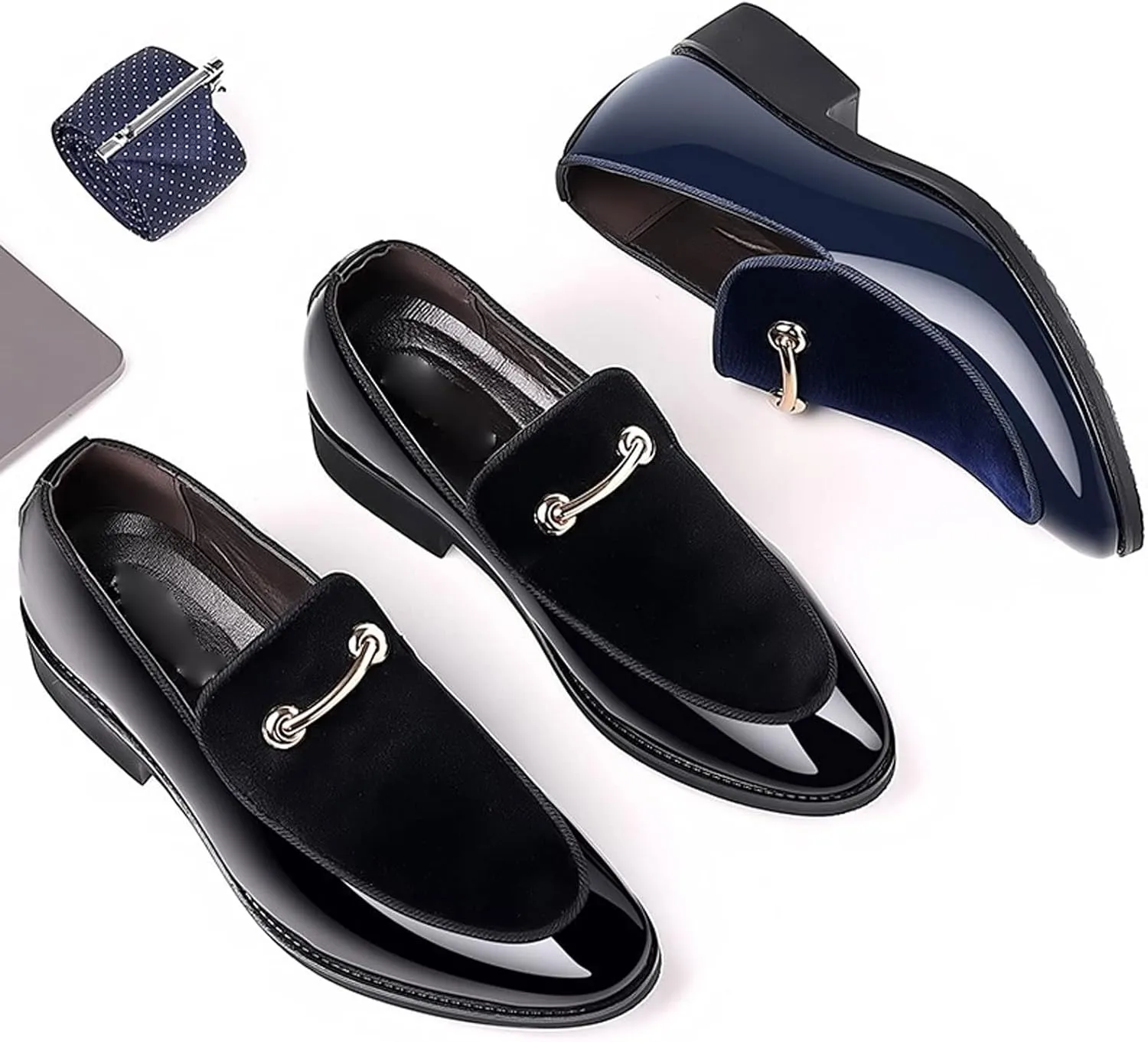Mens Dress Shoes Men's Dress Shoes pu Leather Men's Business Shoes Pointed Leather Shoes Oxford Shoes Breathable Formal Wedding Shoes(Blue,11)