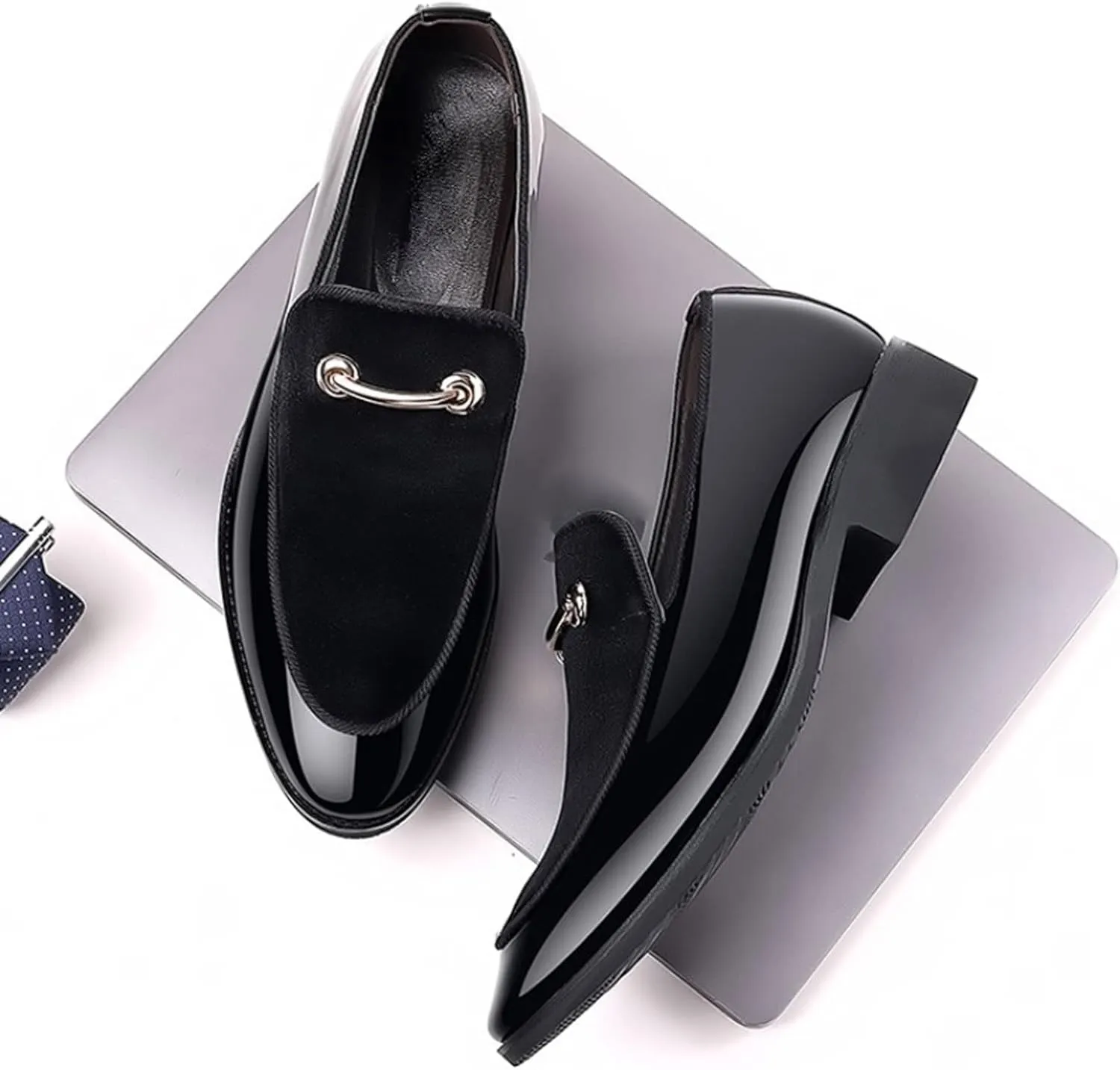 Mens Dress Shoes Men's Dress Shoes pu Leather Men's Business Shoes Pointed Leather Shoes Oxford Shoes Breathable Formal Wedding Shoes(Blue,11)