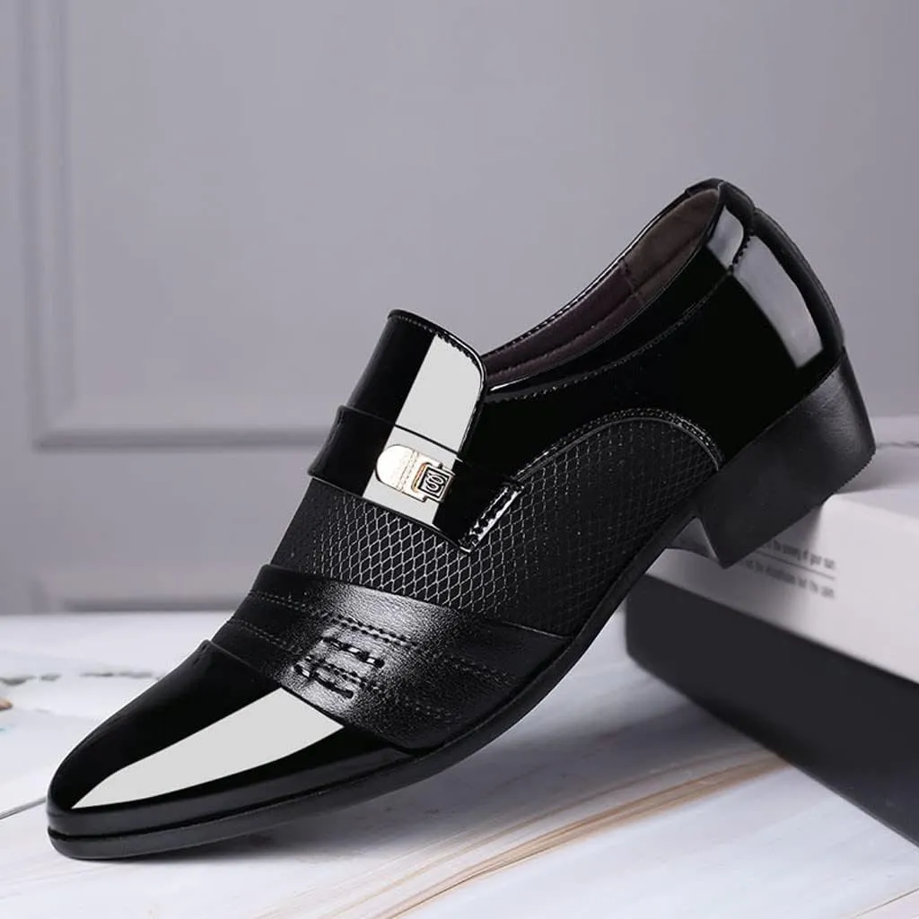 Mens Dress Shoes with Leather Soles Shoes Shoe Male Suit Business Men Comfortable Leather Wedding Casual Shoes Men's Leather Shoes Mens Shoes Working Shoes (Black, 41)