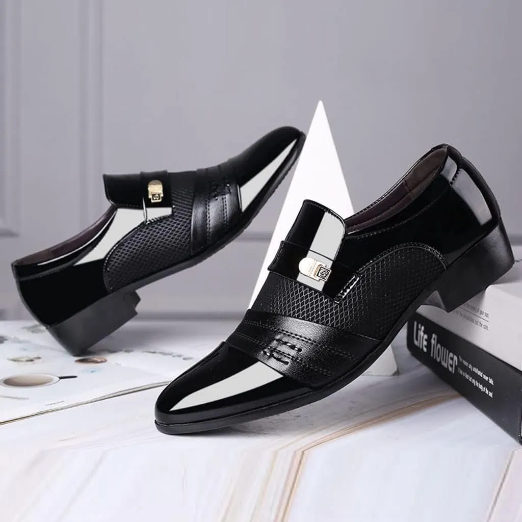 Mens Dress Shoes with Leather Soles Shoes Shoe Male Suit Business Men Comfortable Leather Wedding Casual Shoes Men's Leather Shoes Mens Shoes Working Shoes (Black, 41)