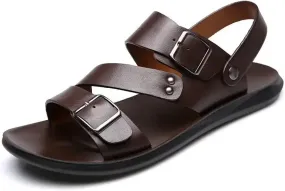 Men's Leather Sandals Slippers Beach For Male Leather Footwear