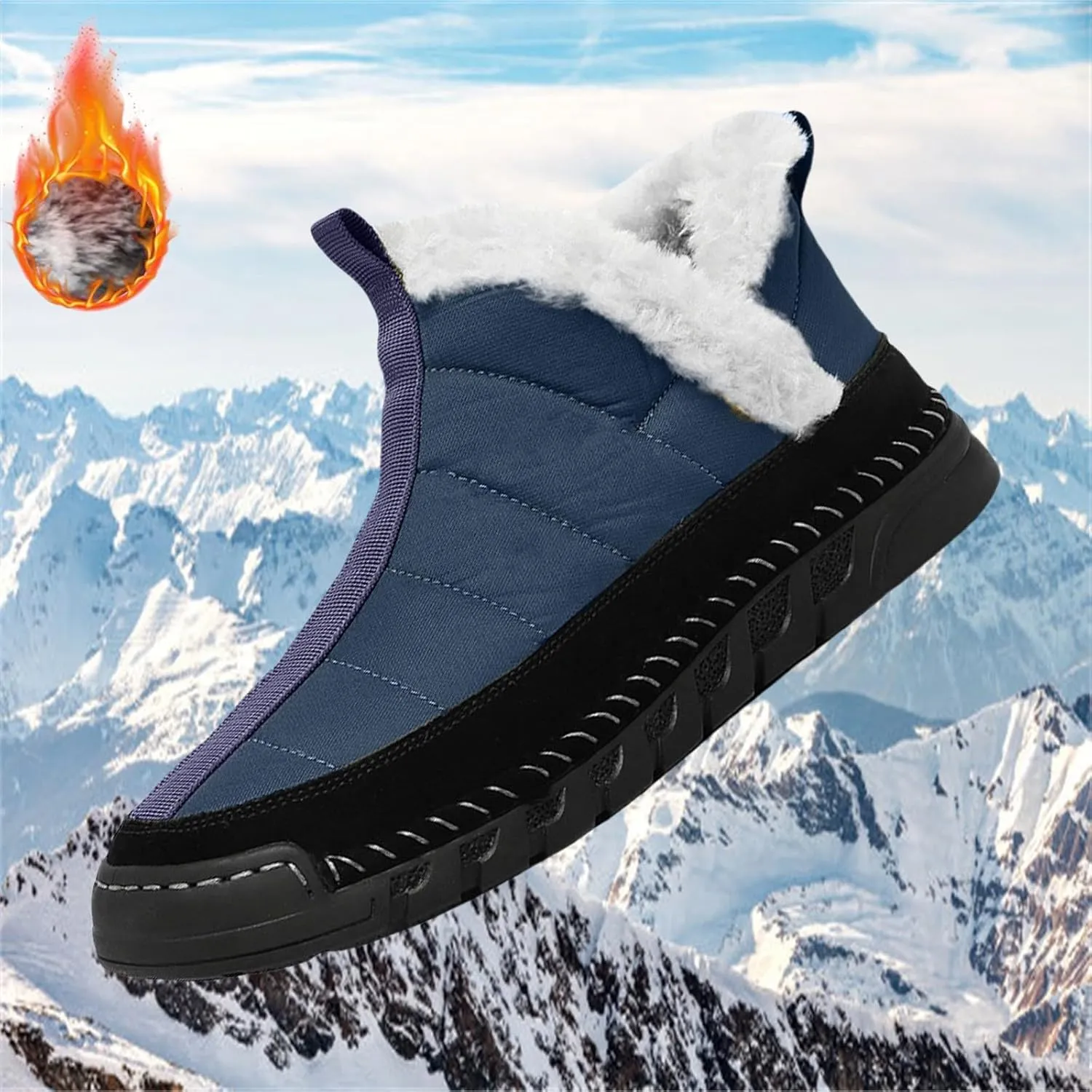 Men's Warm Waterproof Platform Snow Boots Comfort Plush Lined Non Slip Winter Ankle Booties Outdoor Ski Sneakers