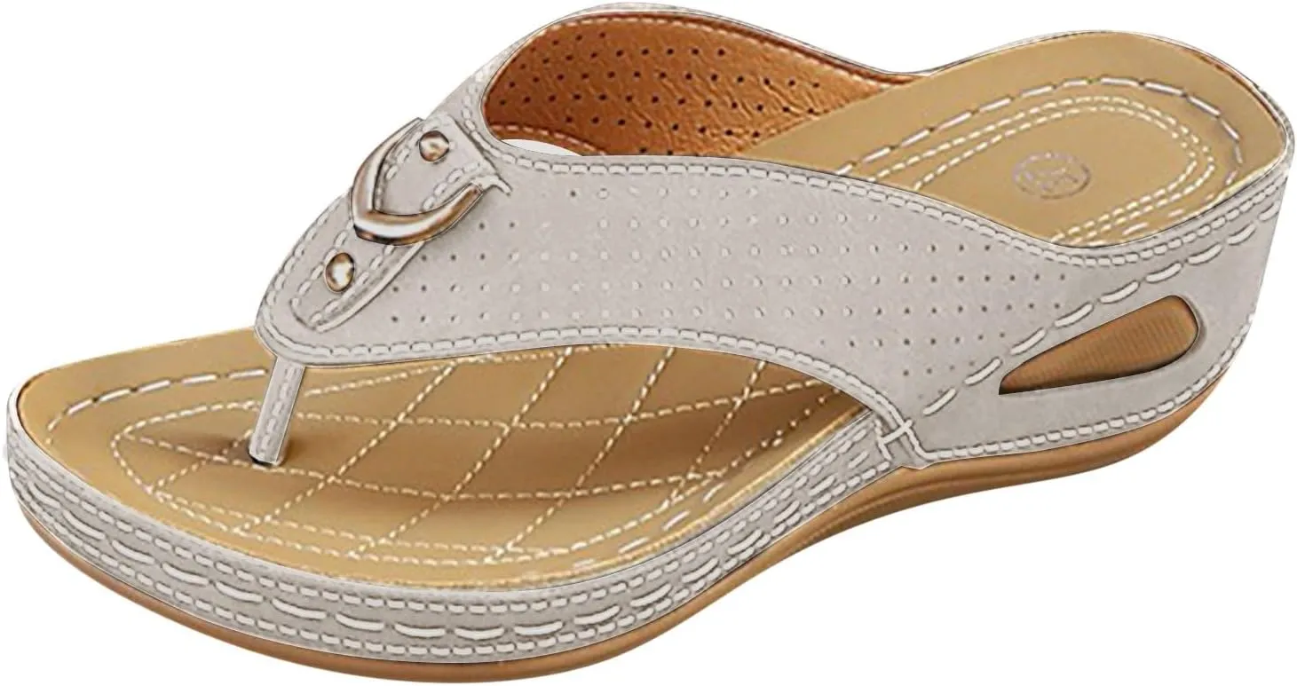 Orthopedic Wedge Sandals for Women 2025 Dressy Summer Arch Support Low Wedge Flip Flops Comfortable Elegant Casual Sandal Dressy Beach Slippers