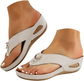 Orthopedic Wedge Sandals for Women 2025 Dressy Summer Arch Support Low Wedge Flip Flops Comfortable Elegant Casual Sandal Dressy Beach Slippers