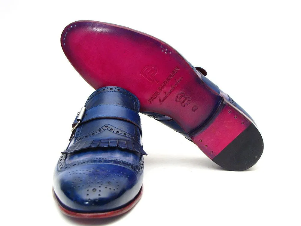 Paul Parkman Blue Dual Tone Monkstrap Shoes