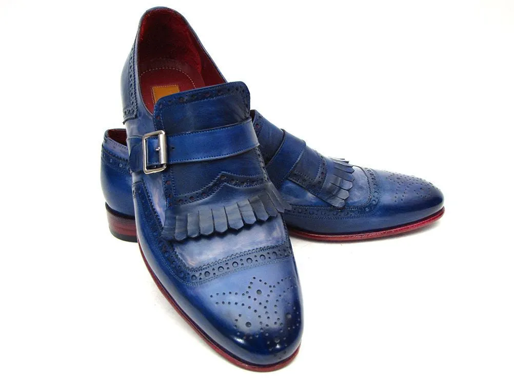 Paul Parkman Blue Dual Tone Monkstrap Shoes
