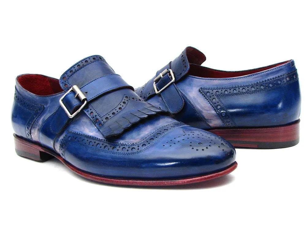 Paul Parkman Blue Dual Tone Monkstrap Shoes