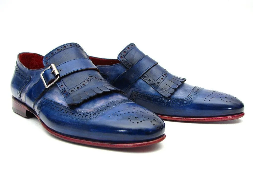 Paul Parkman Blue Dual Tone Monkstrap Shoes