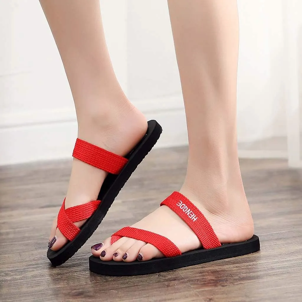 peqiut Sandals for Women Solid Color Beach Flat Flip Flops Summer Casual Womens Sandals