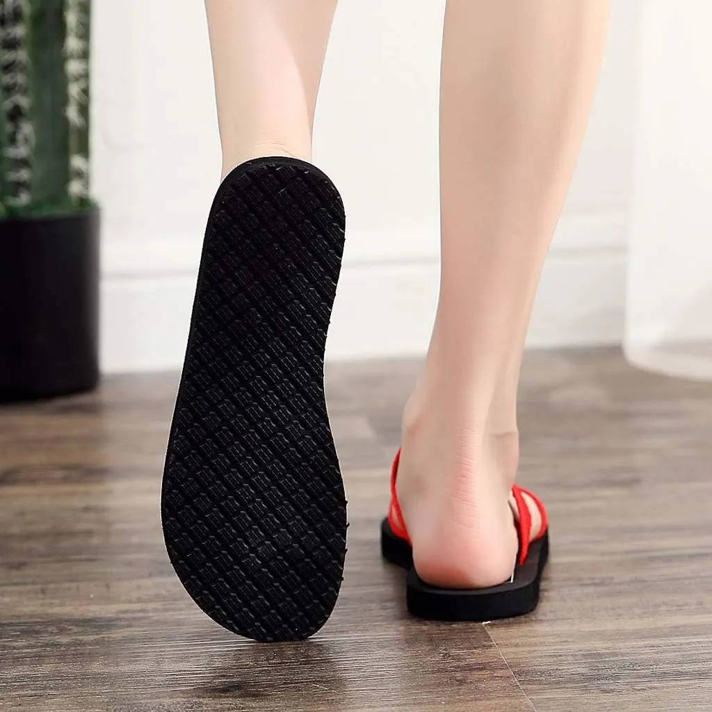peqiut Sandals for Women Solid Color Beach Flat Flip Flops Summer Casual Womens Sandals