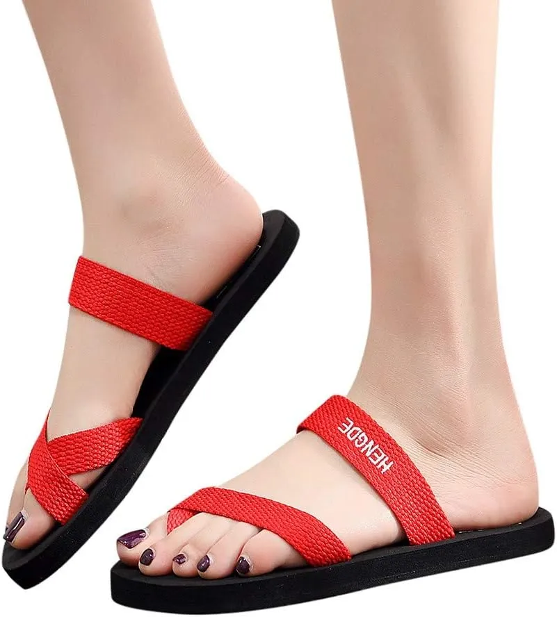 peqiut Sandals for Women Solid Color Beach Flat Flip Flops Summer Casual Womens Sandals