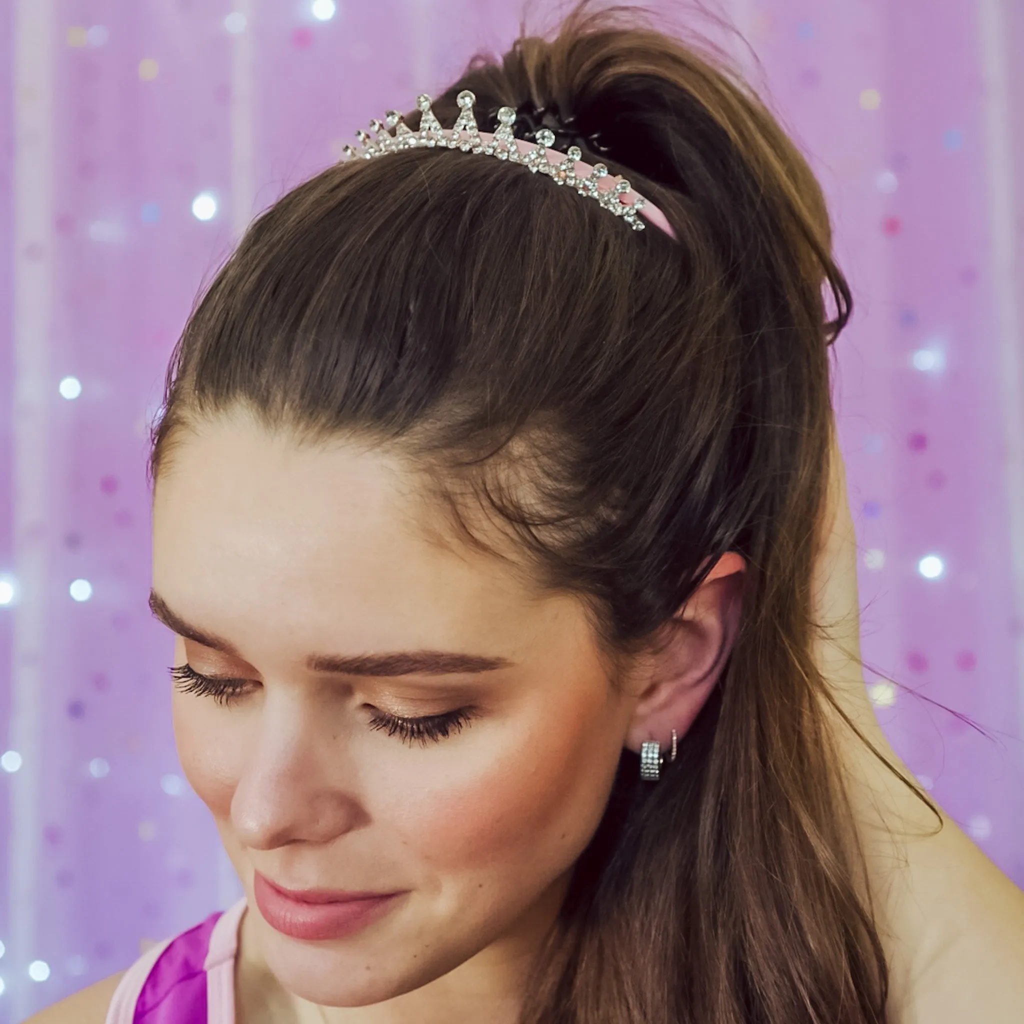Rhinestone Tiara Headband - Pink