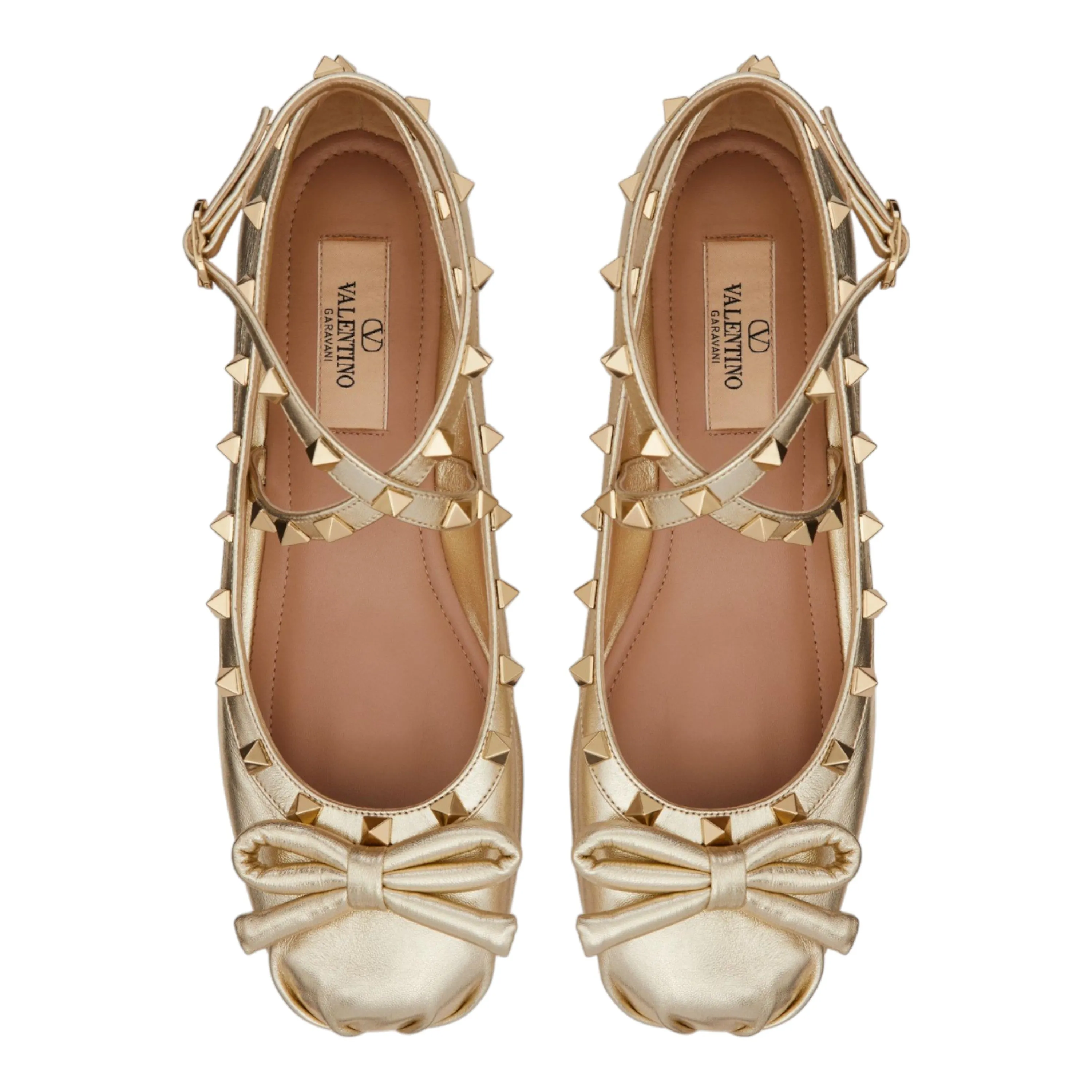 Rockstud Laminated Nappa Leather Ballerina